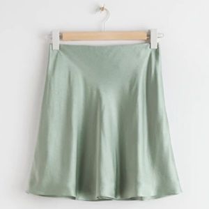 Sage Satin Mini Skirt